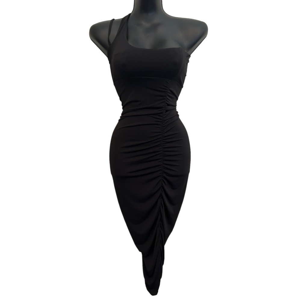 THE fashion poet RUCHED BODYCON DRESS IN BLACK